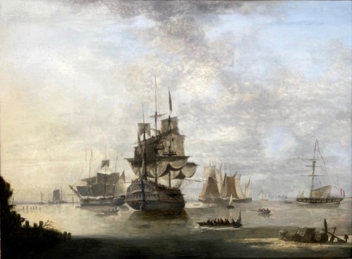 Tableaux et dessins Tableaux XIXe siècle - Dominique de Bast (1781-1842) - Navires dans une baie