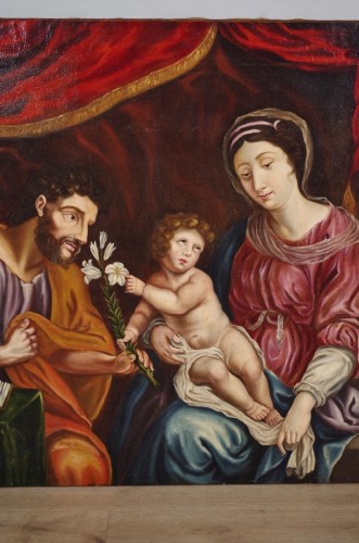 La Sainte Famille : tableau époque Louis XIII - Antiquités Saint Jean