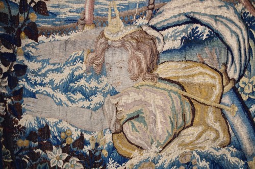 Antiquités - Noyade de Britomartis, tapisserie des Flandres du XVIIe siècle