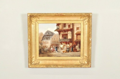Léonard SAURFELT (1840-1890) - Scène de marché en Normandie - Tableaux et dessins Style 