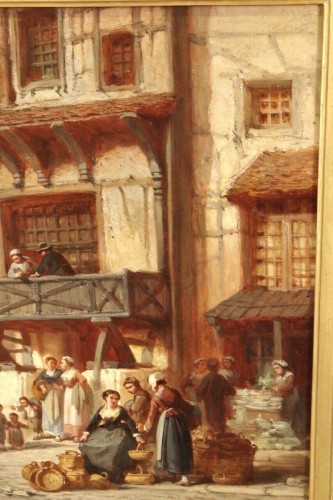  - Léonard SAURFELT (1840-1890) - Scène de marché en Normandie