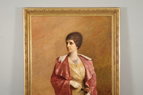 Grand portrait en pied signé Adolphe Demange et daté 1914 - Tableaux et dessins Style 