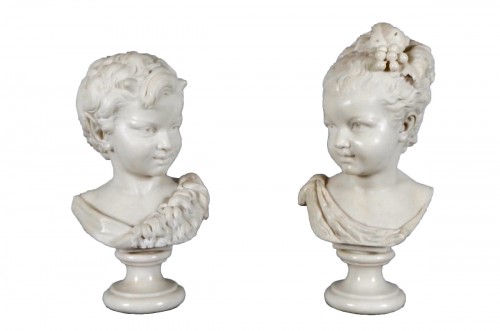 Antonio-Giovanni Lanzirotti (1839-1911) - Paire de bustes en marbre
