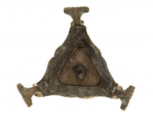 Antiquités - Paire de grands chandeliers en bronze Epoque Louis XIII