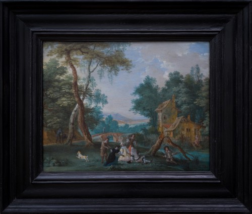 -  Paysage boisé avec une compagnie élégante, attribué à Pieter Gysels (1621-1690/91)