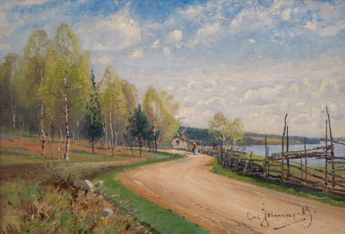 Carl Johansson (1863-1944) - Paysage d'été avec route, 1889 - Tableaux et dessins Style 