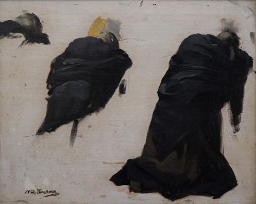 Nils Forsberg (1842-1934) - Esquisse à l'huile pour la peinture "Mort d'un héros", vers 1885-88 - Tableaux et dessins Style 