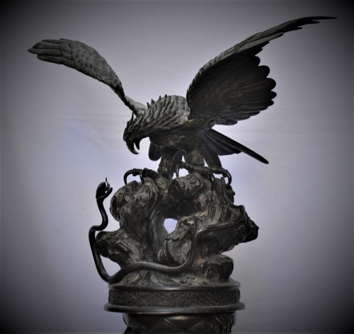 Monumental Brûle-parfums en bronze, travail Japonais d'époque Meiji - 