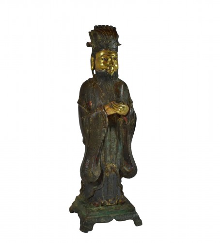 Dignitaire en bronze doré.dynastie Ming, Chine 17e siècle ou avant