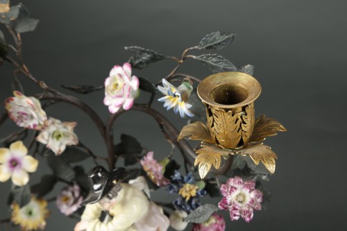 Paire de candélabres aux jardiniers porcelaine de Meissen et de Frankenthal - Costermans Antiquités