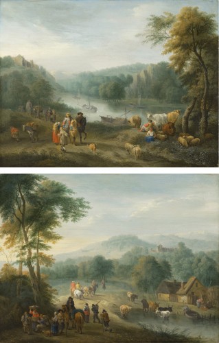 Balthazar Beschey (Anvers 1708 - 1776) - Paire de paysages animés