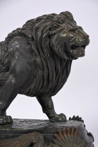 Sculpture Sculpture en Bronze - Paire de lions par Paul Edouard Delabrièrre