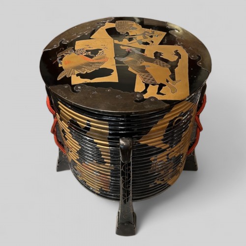 Paire de boîtes Hokai en bois laqué datées 1829,  Japon époque Edo - Arts d