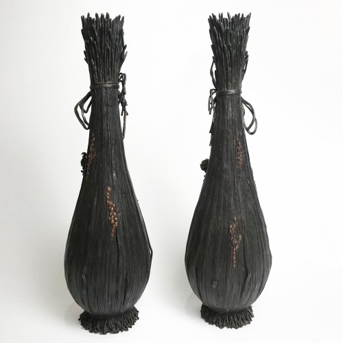 Japon, paire de vases en bronze par Oshima Joun, époque Meiji - Cristina Ortega & Michel Dermigny