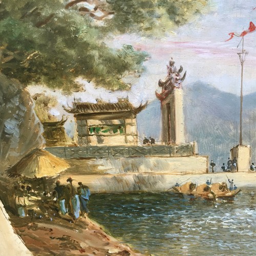 Le Temple de Ma Kok, Macau - Atrribué à Auguste Borget (1808-1877) - Arts d