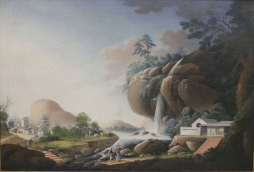 Chine, grand paysage chinois, attribuée à Tingqua, vers 1830 - Arts d