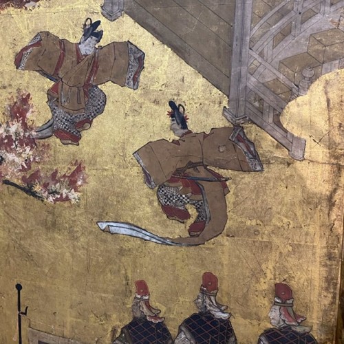XVIIe siècle - Paravent , Le dit du Genji, Japon époque Edo 17e siècle