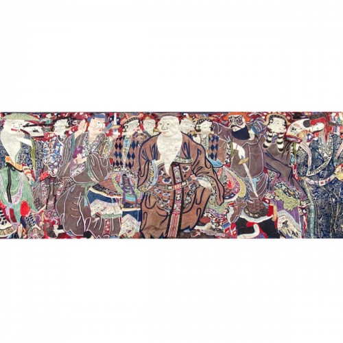 Chine, grande tenture murale avec scène d'opéra, XIXe siècle