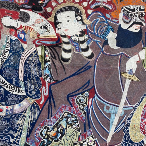 Chine, grande tenture murale avec scène d'opéra, XIXe siècle - Cristina Ortega & Michel Dermigny