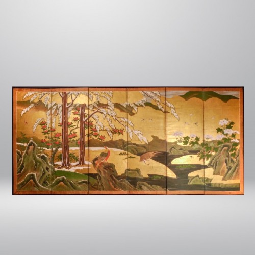  - Japon, Paravent à six feuilles, école de Kano, période Edo