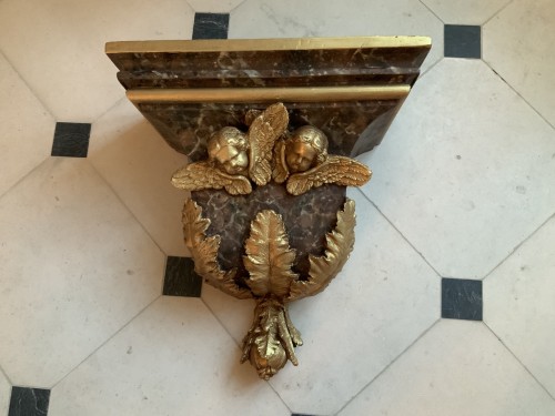 Antiquités - Console d’applique Louis XIV aux angelots