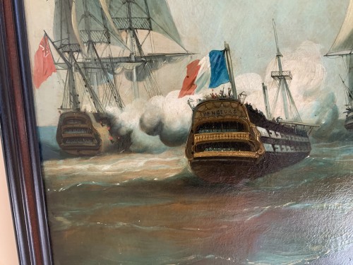 Bataille Navale, Le Vengeur au combat - Attribué à Ferdinand Victor Perrot 1808-1841 - Danièle Fontaine Antiquaire