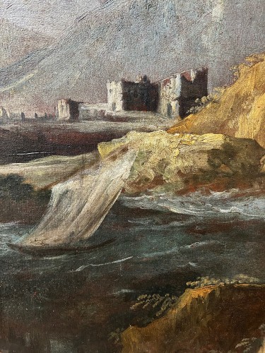 XVIIe siècle - Paysage marin avec ruines - Antonio Travi called Le Sestri (1608 -1665)