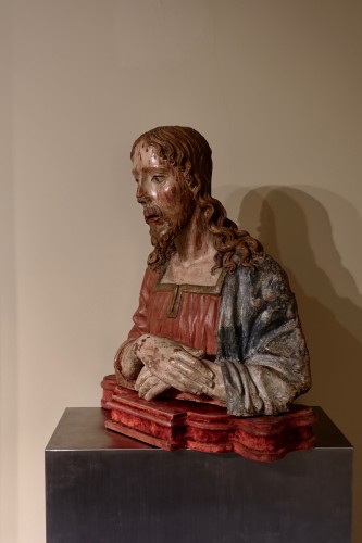 Sculpture Sculpture en Terre cuite - Buste de Christ Rédempteur en terre-cuite polychrome - vers 1490-1500