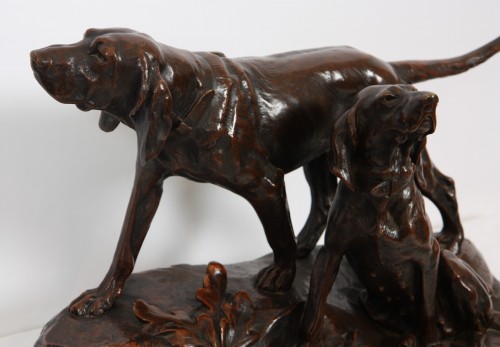 Deux chiens de chasse - LEON BUREAU (1866-1906) - Denoyelle antiquités