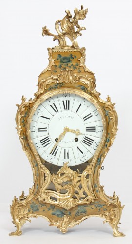 Cartel Louis XV en bois laqué à fond jaune - Horlogerie Style 