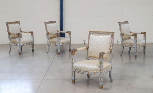 Ensemble de quatre fauteuils d'apparat Empire - Sièges Style Empire