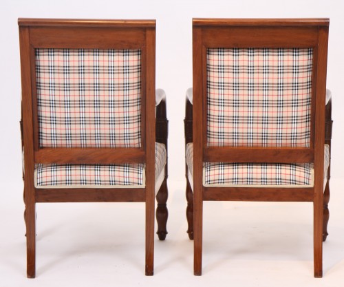 Paire de fauteuils au tissu Burberry - Sièges Style Empire