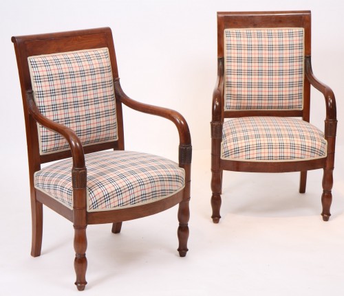 Paire de fauteuils au tissu Burberry - Denoyelle antiquités