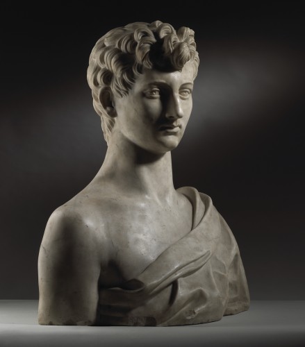 XIXe siècle - Buste de jeune homme en marbre