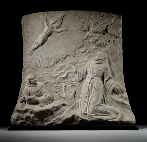 Relief en marbre de la Stigmatisation de Saint François - Sculpture Style 