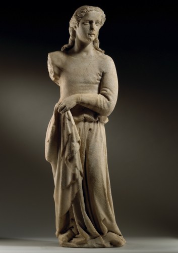 Femme Drapée, Ange - Italie XIVe Siècle - Sculpture Style Moyen Âge