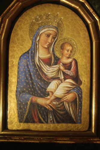 Vierge à l'Enfant signée Ghisetti, Italie XXe - Didascalies
