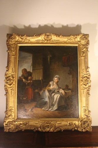 L'aumône, école française du XVIIIe siècle - Tableaux et dessins Style Louis XV