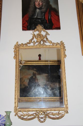 XVIIIe siècle - Miroir en bois doré éd'poque Louis XVI, Angleterre XVIIIe siècle