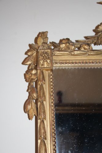 Antiquités - Miroir en bois doré éd'poque Louis XVI, Angleterre XVIIIe siècle