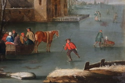 Tableaux et dessins Tableaux XVIIe siècle - Paysage sous la neige - École flamande  du XVIIe siècle