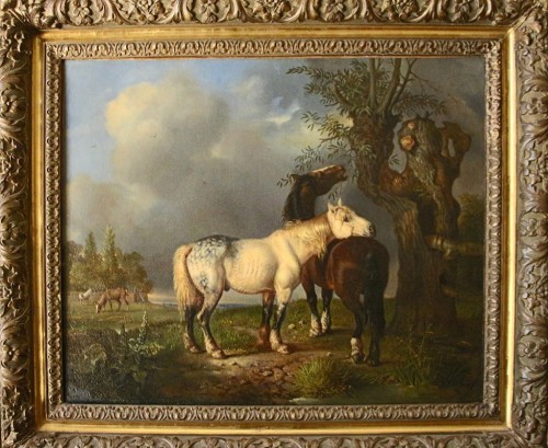 Chevaux dans la campagne anglaise - monogrammé W H , XIXe siècle