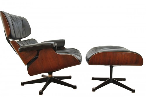 Fauteuil lounge chair et son ottoman, Charles et Ray Eames, Fabricant Herman Miller,