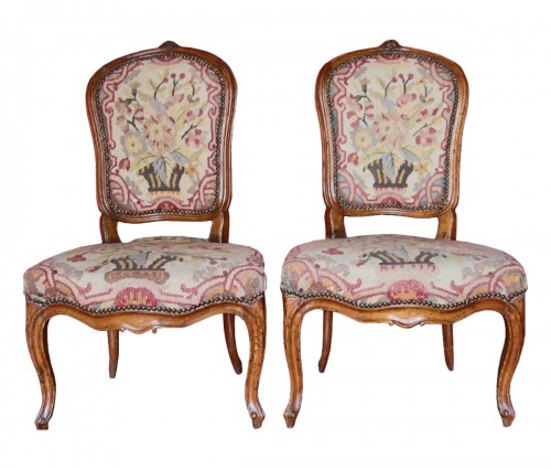 Paire de chaises"coin- de- feu" époque Louis XV