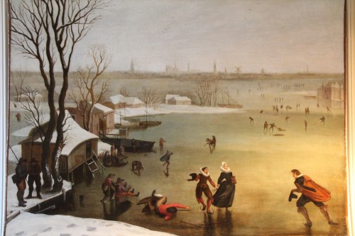 Patineurs sur un lac gelé - École Hollandaise de la fin du XVIe siècle - Tableaux et dessins Style 
