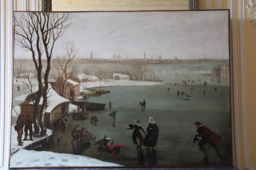 Tableaux et dessins Tableaux XVIe siècle - Patineurs sur un lac gelé - École Hollandaise de la fin du XVIe siècle