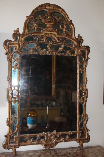 Grand miroir Louis XV à parecloses  - Miroirs, Trumeaux Style Louis XV