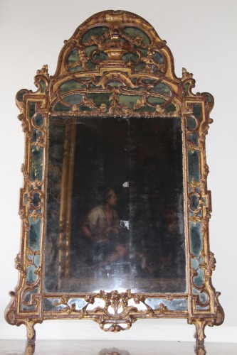 Grand miroir Louis XV à parecloses  - Didascalies