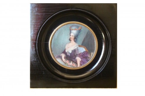 Portrait de la princesse de Lamballe d'après A-F Callet, miniature sur ivoire, XIXe.