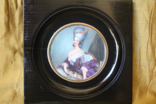 Objets de Vitrine Miniatures - Portrait de la princesse de Lamballe d'après A-F Callet, miniature sur ivoire, XIXe.